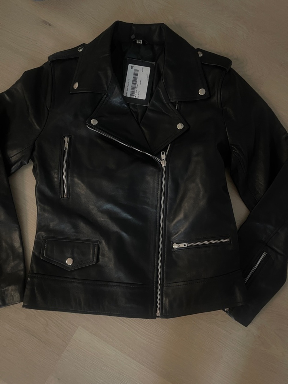 RL Leather Black Asymmetrical Moto Jacket - Picture 7 of 11